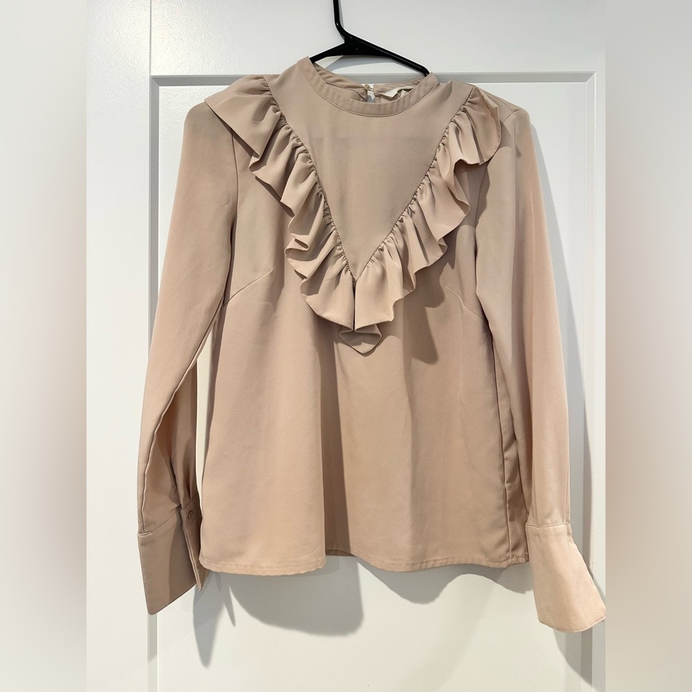 H&M Beige Ruffle Blouse